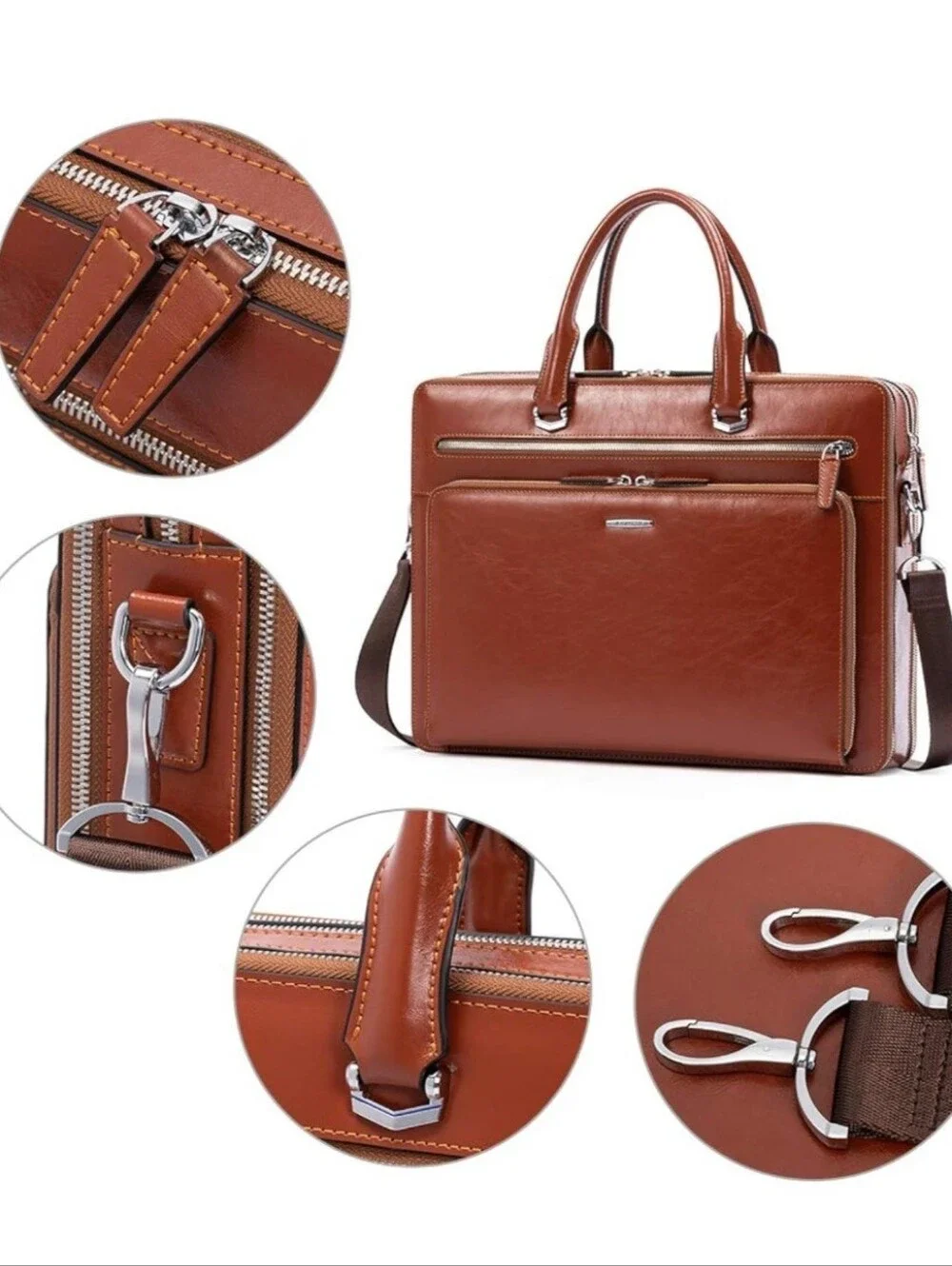 BOSTANTEN Briefcases Messenger Bag Genuine Leather Laptop Bag 15.6 inch